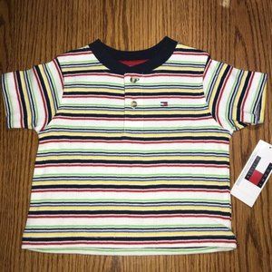 Tommy Hilfiger striped henley tee 6-12 mos NWT